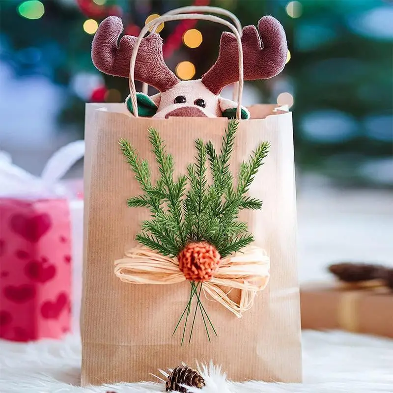 

1PC Christmas Pine Needle Branch Artificial Fake Plant Ornament Flowers Christmas Box DIY Home Gift Wreaths Decoration Pack X1C5
