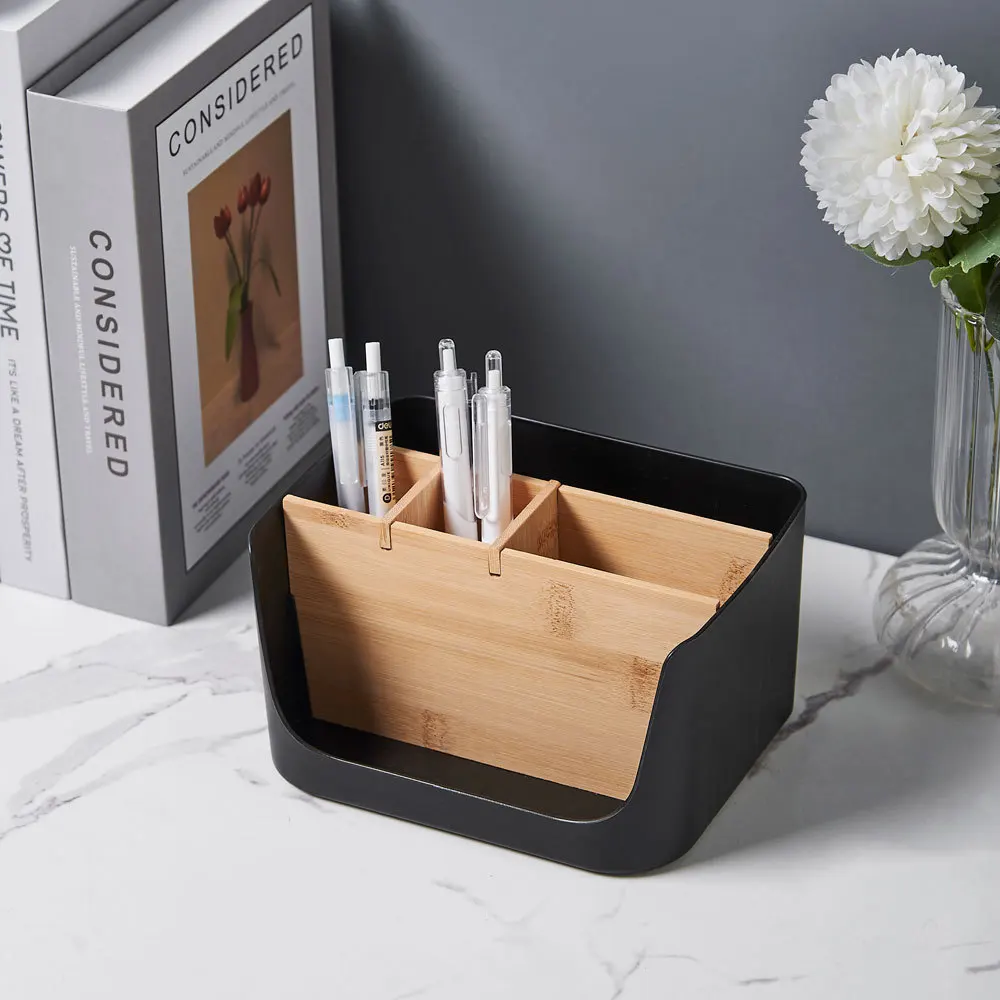 Bamboo and Wood Storage Box Removable Multi-function Large Basket Capacity Sundries Storage Box Home Organization Storage 4