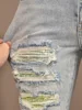 Light Color Hole Jeans Men's Motorcycle Fashion Scrape Design Stretch Slim Fit Skinny Patch Washed Distressed Men's Pants 4