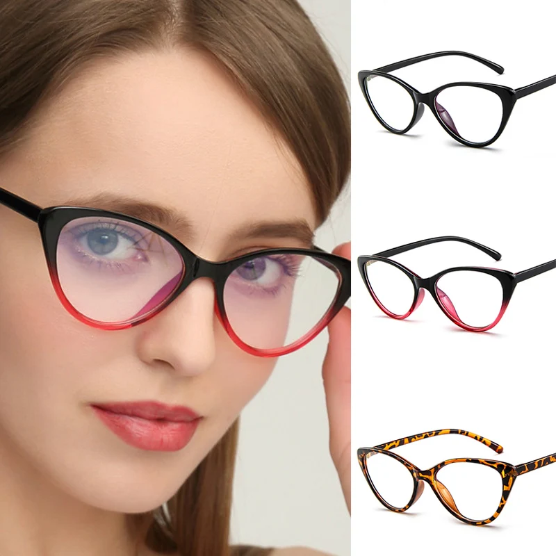 Fashion Women Cat Eye Glasses Computer Glasses Frame Vintage Round