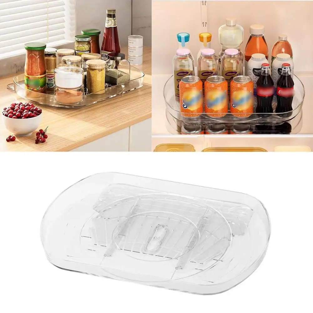 

Скользящий органайзер для холодильника, прямоугольный прозрачный поворотный стол, стойка для специй, большая емкость, устойчивый холодильник, столик для отдыха