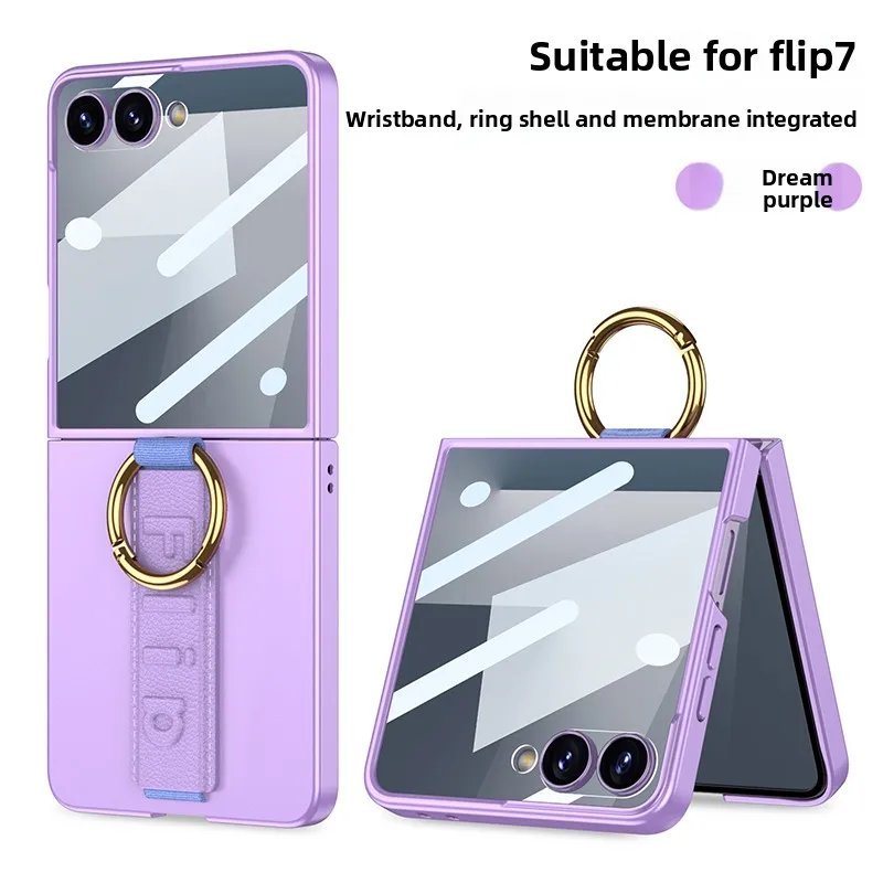 Ultra Thin Ring Holder Phone Case with Wrist Strap and Tempered Film Protection