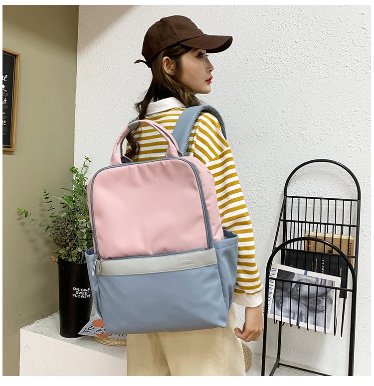 2022 New Panelled Backpack Fashion Casual Student Women College Young Girl School Bags For Teenage Girls Long Handle Travel