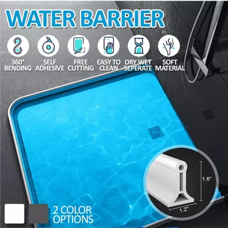 Silicone Water Stopper Toilet Bathroom Water Retaining Strips Shower Room Wet Dry Separation blocker Dam Flood Barrier