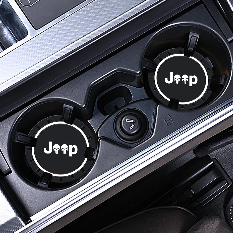Car Cup Holder Anti Slip Insert Coasters Pads 2pcs For Jeep Renegade Compass Wrangler JK JL Grand Cherokee cup holder coasters cup holder inserts car coaster pads