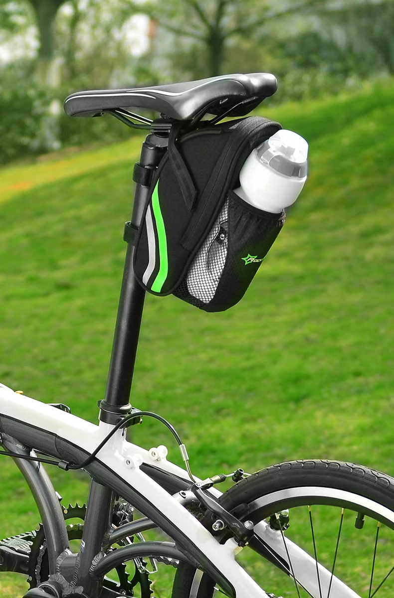 Rainproof Bike Saddle Bag Bicycle Rear Bags With Water Bottle Pocket Bicycle Ref
