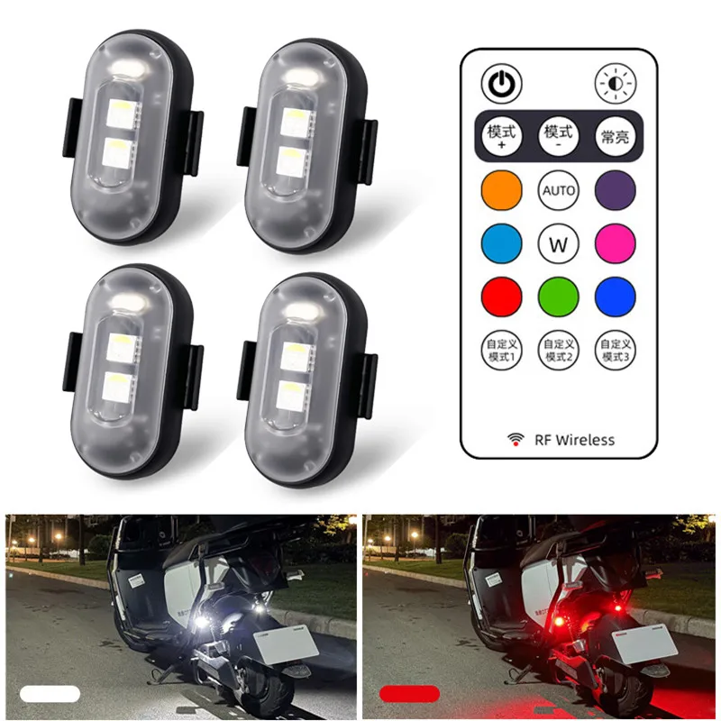 Motorcycle led rgb warning light universal mini signal light drone with