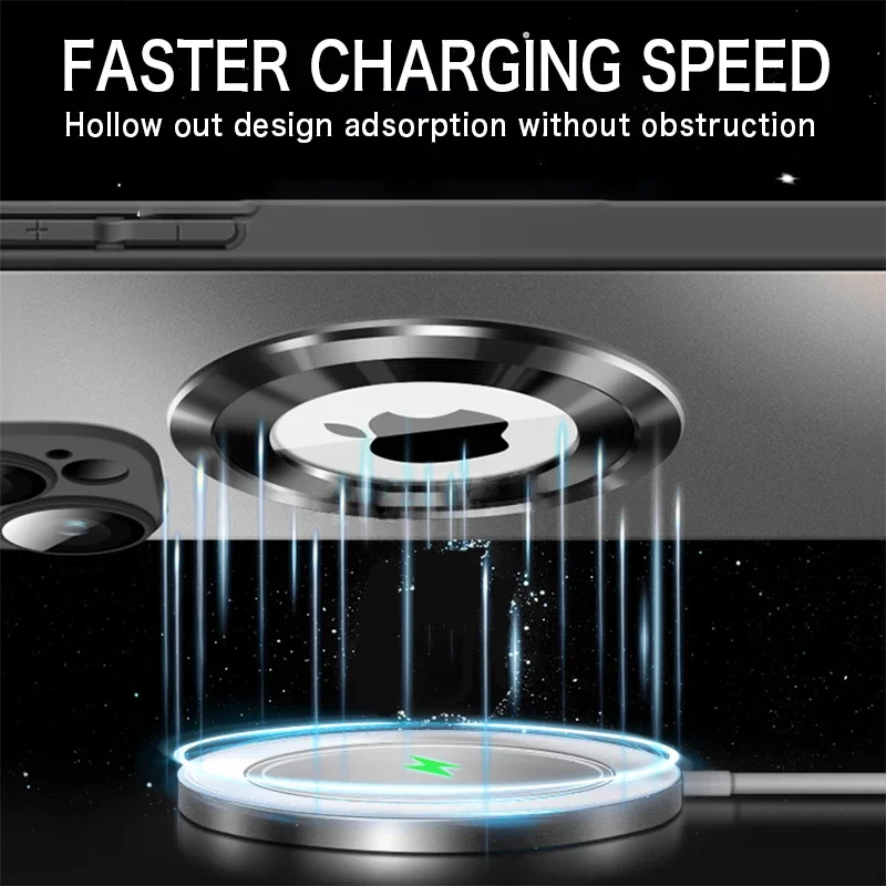Luxury Matte Magnetic Case with Camera Protection and Shockproof Wireless Charging Capabilities