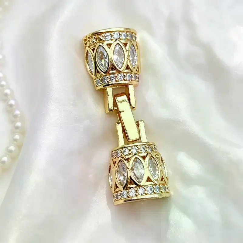 Vergoldete Schmuckverschlüsse mit Zirkonia-Einlagen, leicht und tragbar, ideal für DIY-Schmuckherstellung, Armbänder, Fußkettchen und Bastelprojekte.