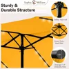 15 ft Extra Large Patio Umbrella with Solar Lights, Rectangular Outdoor Umbrella with Base Included, Market Umb 6