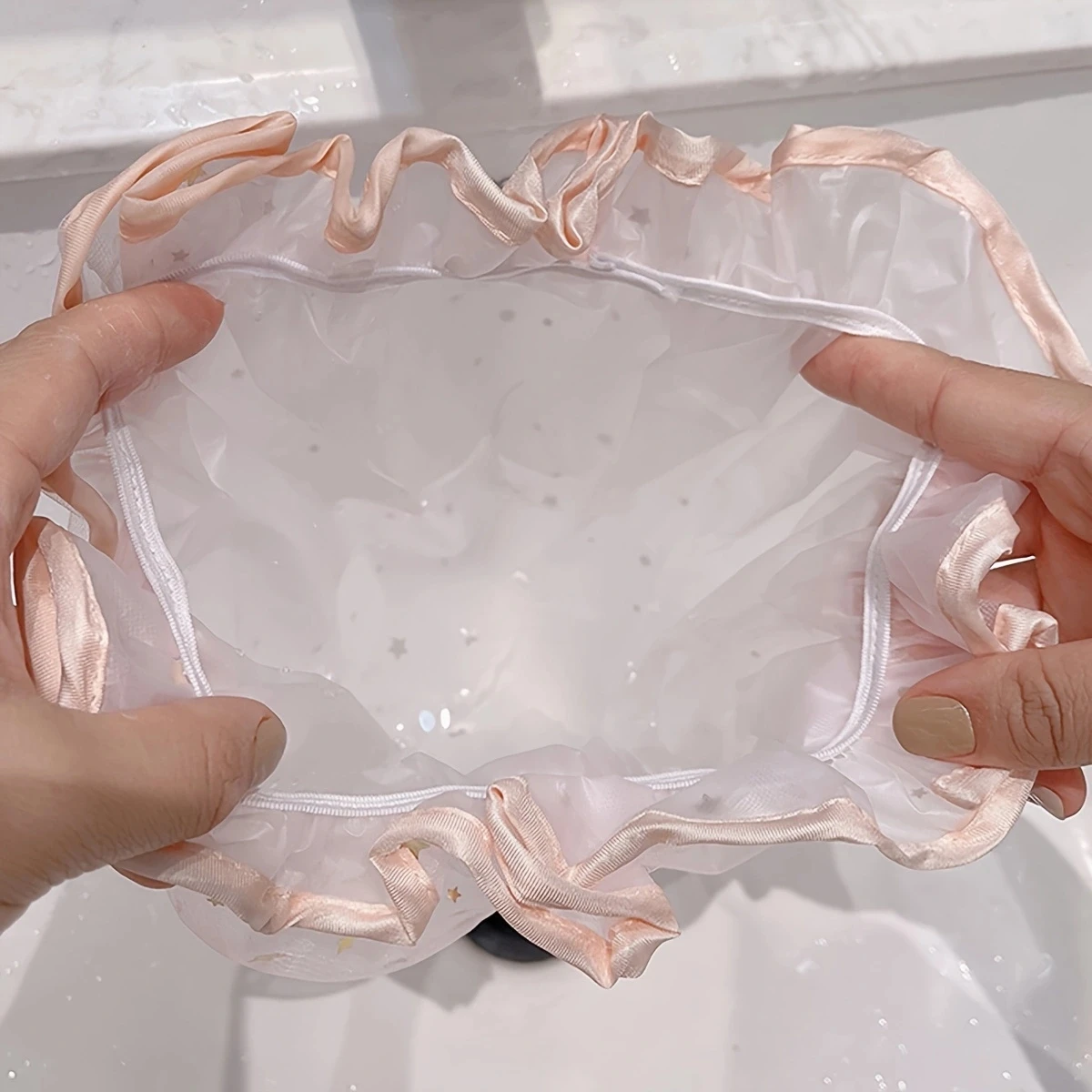 Reusable Waterproof Elastic Bath Cap For Women Bathroom Home Use