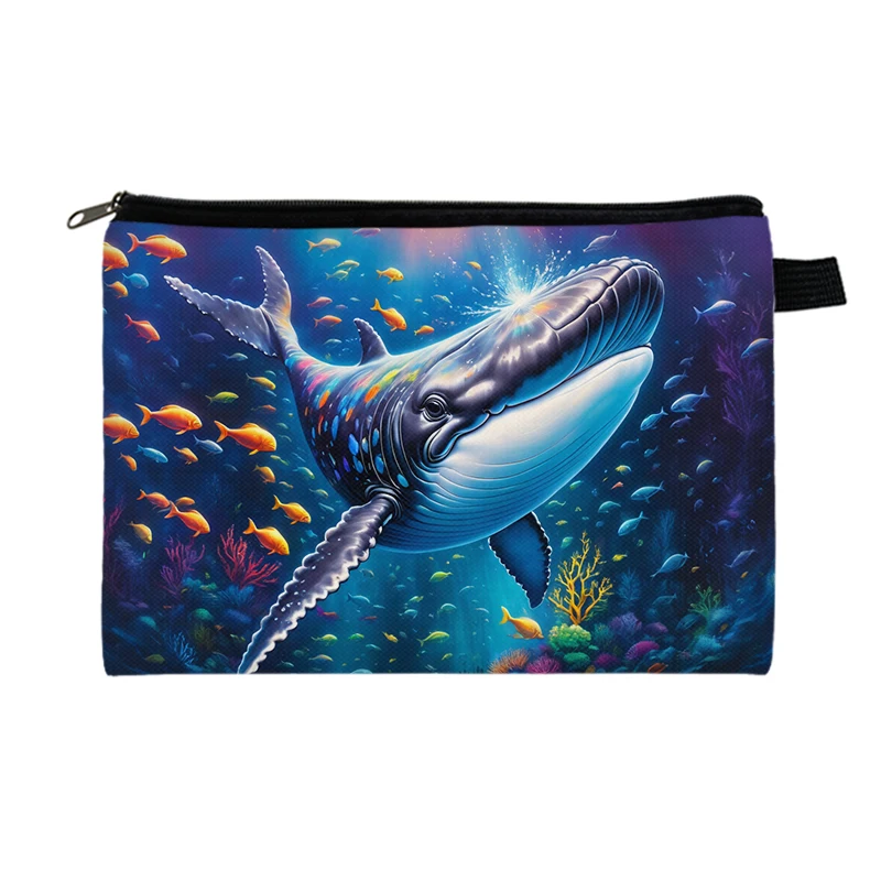 Otter Octopus Dolphin Jellyfish Turtle Cosmetic Case Women Makeup Bag Lipstick Napkin Phone Storage Bags Ladies Toiletries Bag 3