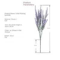 Artificial Flowers Flocked Plastic Lavender Bundle Fake Plants Wedding Bridle Bouquet Indoor Outdoor Home Kitchen Office Table 2