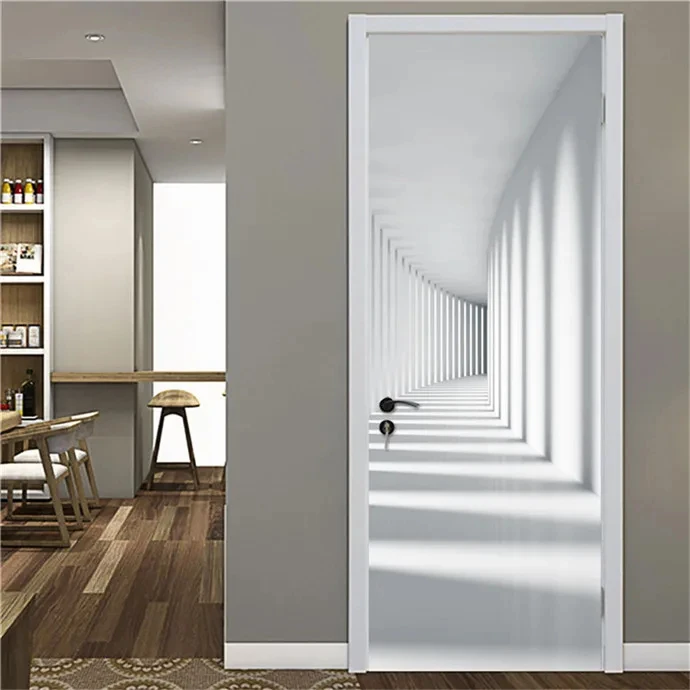 Autocollant Mural Trompe-l'œil 3D Porte 90x200cm - Décor Amovible Pour Chambre, Salon | Sticker Déco Facile à Poser
