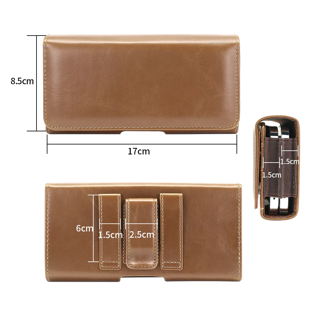 Universal PU Leather Phone Pouch with Belt Clip Holster - Stylish Waist Bag Dual Holder