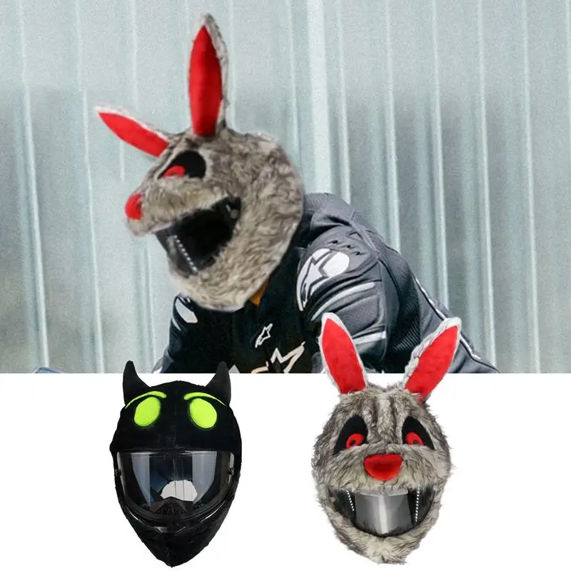 

Motorcycle Full Helmet Cover Cartoon Plush Helmets Imp With Crazy Design Rabbit Full Face Helmets Protective Cover Helmet Party