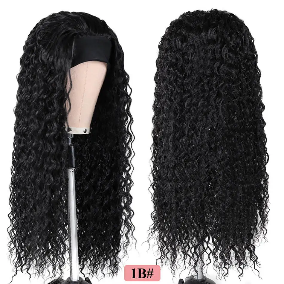 28 Inch Long Kinky Curly Headband Wig Synthetic Ice Wigs Organic Fiber Black Women Afro Curly Waterwave Hairstyle