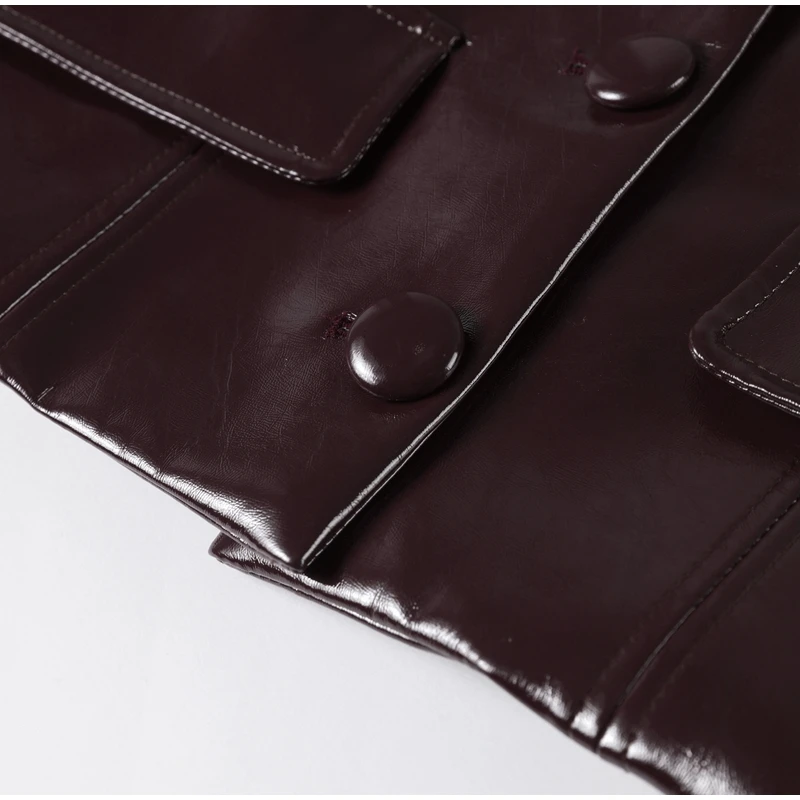 Sexy PU Leather Jacket Mini Skirts Set