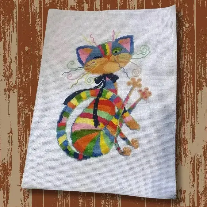 Colorful cat cross stitch kit cartoon DIY hand embroidery set craft handmade needlework cross-stitching DMC color Dreamfounder