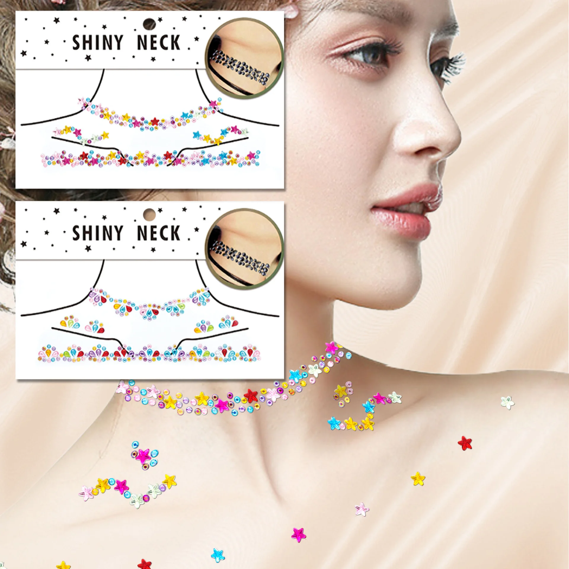 DIY Temporary Waterproof Fake Tattoo Glitter Face Jewel Diamond Kids Women Men Parties Fancy Dress Festivals Collarbone Makeup