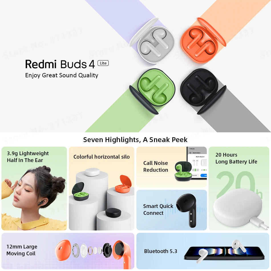 Xiaomi Redmi Buds 4 Lite TWS Wireless Bluetooth Earphone Call Noise Reduction 20 Hours Battery Life Headset Good Quality Sound 2 Xiaomi Redmi Buds 4 Lite TWS Wireless Bluetooth Earphone Call Noise Reduction 20 Hours Battery Life Headset Good Quality Sound 2