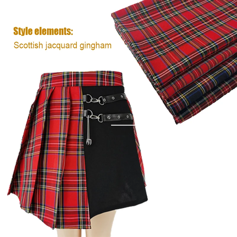 230g Per Meter, Medium Thick Scottish Checks Polyestr Cotton Fabric for Sewing Ladies Skirt,Tartan Designer Fabric High Quality 2