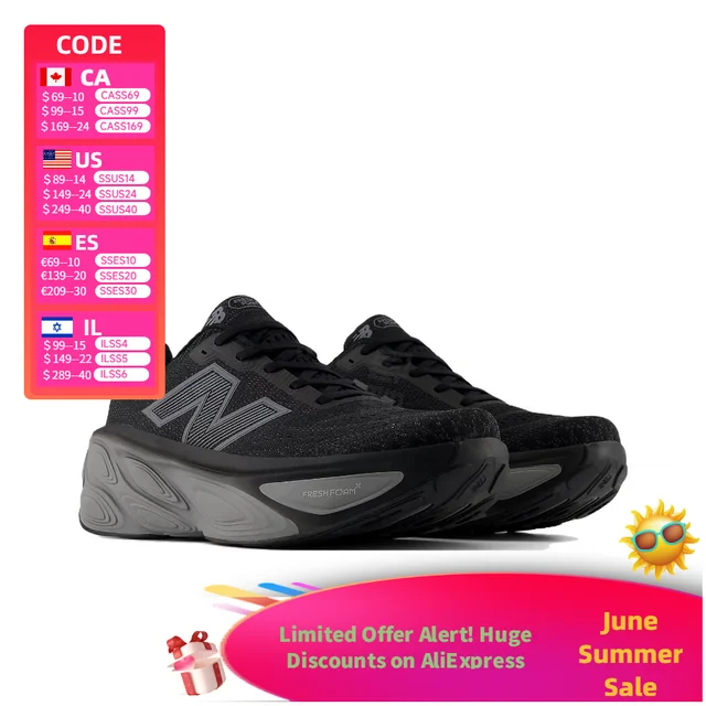 New Balance More v5 : Chaussures de course basses noires pour hommes, amortissantes, offrant un bon maintien, confortables et polyvalentes MMORLK5 1