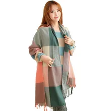 

New Retro Plaid Winter Scarf Women Warm Foulard Solid Scarves Fashion Casual Scarfs High Quality Wraps Cashmere