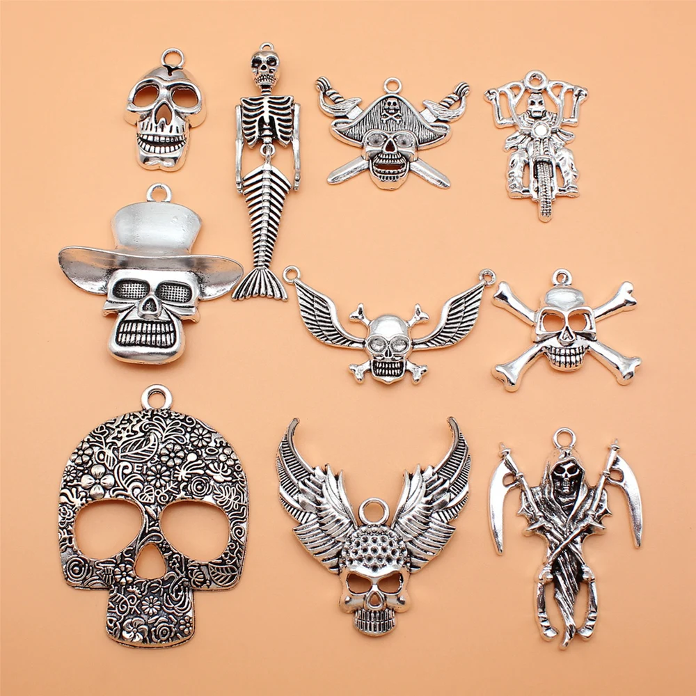 

10 шт./набор, подвески в виде черепа для изготовления ювелирных изделий
