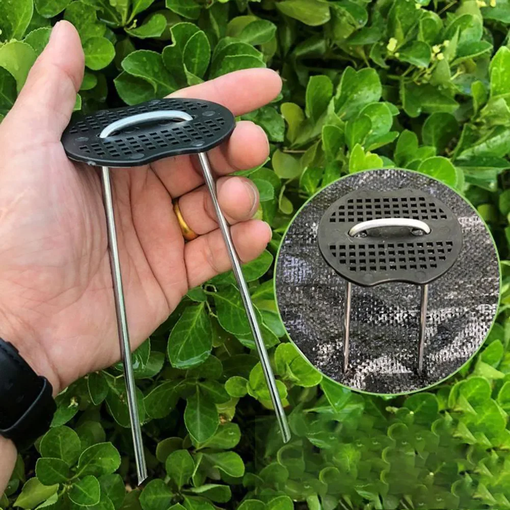 Description Picture 5 of item20 Pcs Galvanised Metal Ground U Tent Pegs Gazebo Camping Tarpaulin Hooks Tarpaulin Fixing Lawn U-Shape Pegs Garden Supplies
