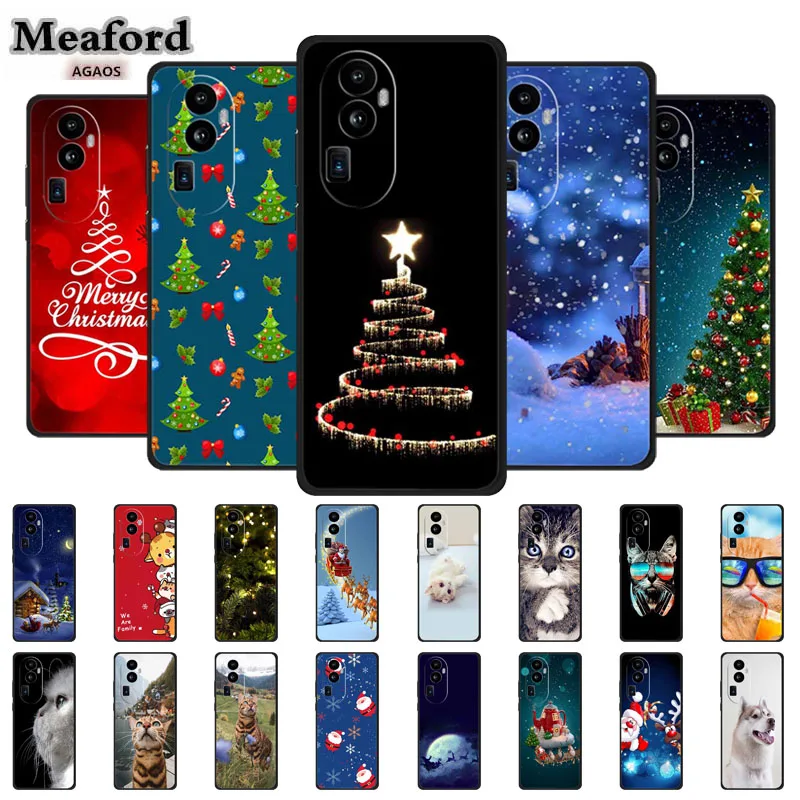 

Marry Christmas Phone Case for Oppo Reno10 Pro+ Luxury Silicone TPU Soft Case Reno 10 Pro plus Protective Funda Cartoon Capa