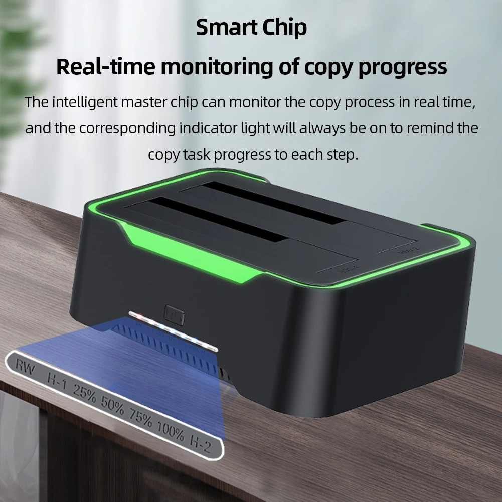 

HDD Docking Station Dual-bay Hard Drive Station 12V 3A Power Adapter External Hard Drive Docking for 2.5/3.5 Inch SATA Hard Disk