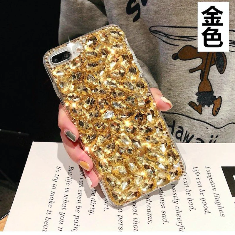Korean Bling Crystal Diamond Phone Case with Stone Accents