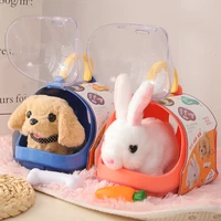 Children Pretend Play Pet Care Set Simulation Electric Plush Stuffed Dog Cat Rabbit Toy Walking Barking Education Toys for Girls 1