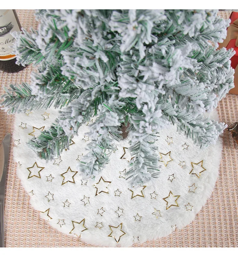 15 inch 38 cm Plush Christmas Tree Skirt White Faux Fur Xmas Trees Sequin Carpet Mat Small Skirts Home Party Decorations christmas tree skirt