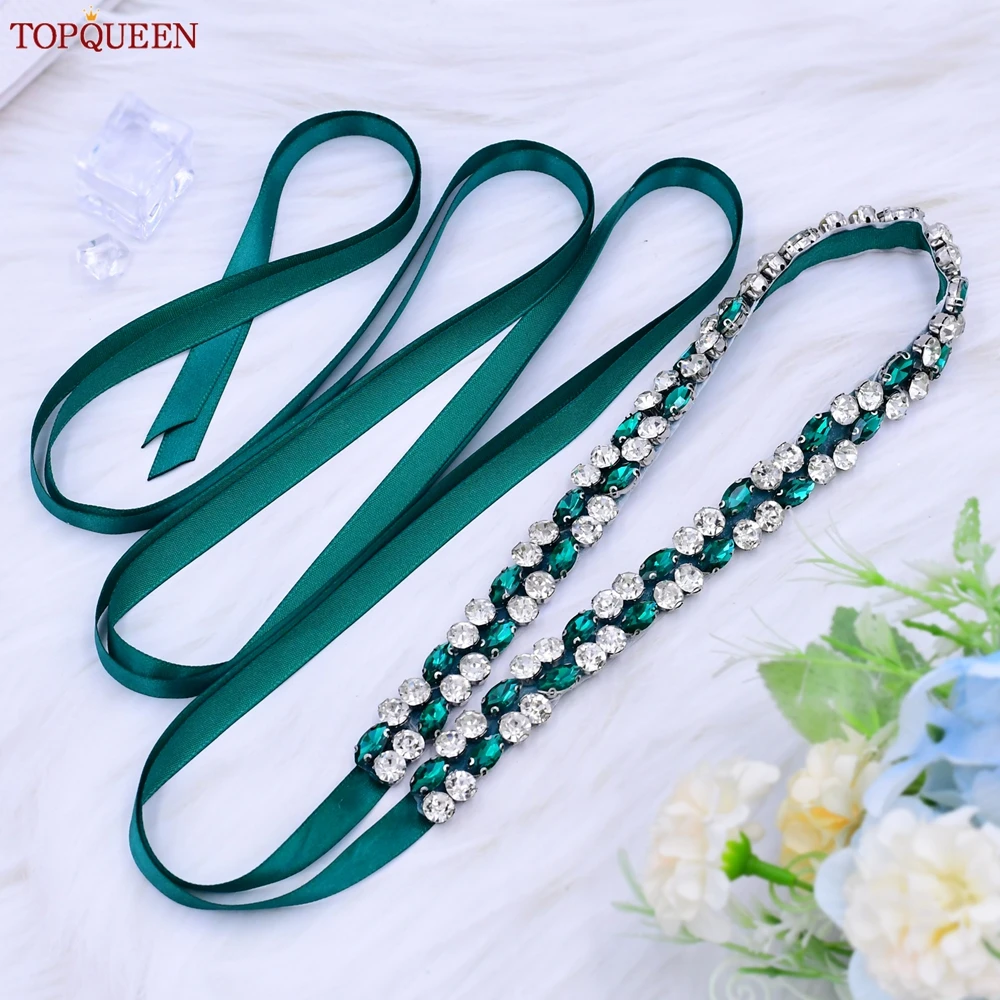 Bridal Waistband Bridal Dress Decoration TOPQUEEN Multiple Styles Green Belt With Diamonds Bridal Wedding Accessories Rhinestone Women Dresses Evening Girdles S30