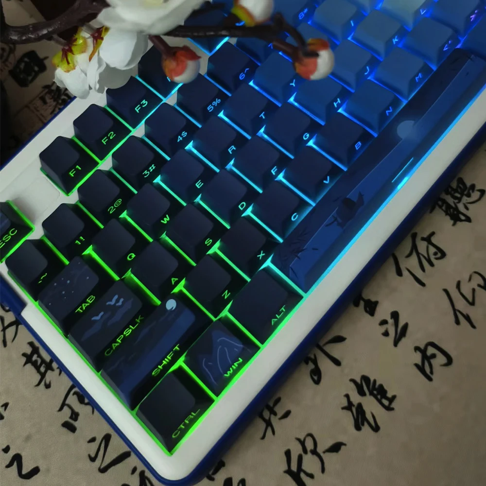 Lua Brilhante Keycaps Conjunto para Teclado Mecânico Double Shot Keycaps Gravação Lateral Perfil Cereja Dye-sub - Imagem 2
