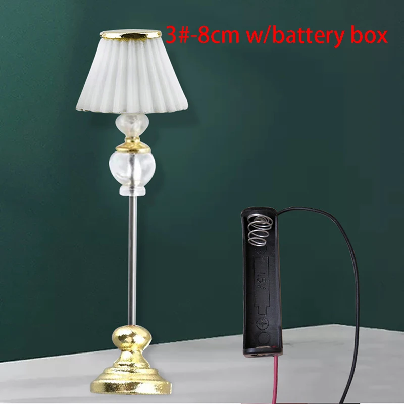 1:12 Dollhouse Retro European Style Mini LED Lamp Reading LED Table Light Lamp Wall Light Battery Powered Room Outdoor Decor Toy 4