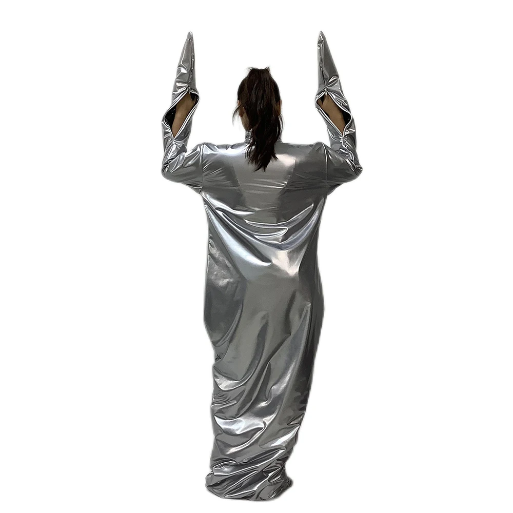 PVC Leather Double Layer Bondage Sack Lockable Fetish Cuff Zip Sleeping Bag Cosplay Costume Zentai Catsuits Bodysuit 7XL