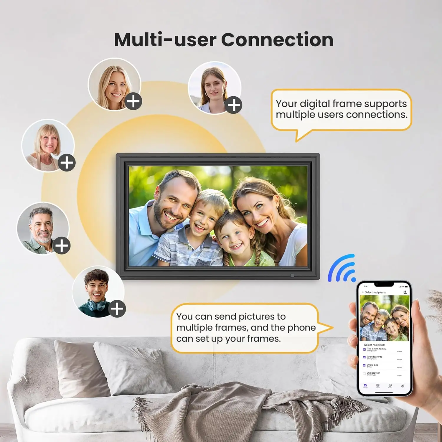 64GB 15.6" Large Digital Picture Frame, Uhale WiFi Electronic Photo Frames with 1920 x 1080 FHD IPS Touch Screen, Support Auto-R