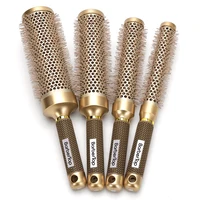 4 tailles de peigne à cheveux bouclés peigne à cheveux rond crinière de sanglier Air chaud peigne à cheveux bouclés or Tube en aluminium peigne de coiffure 1