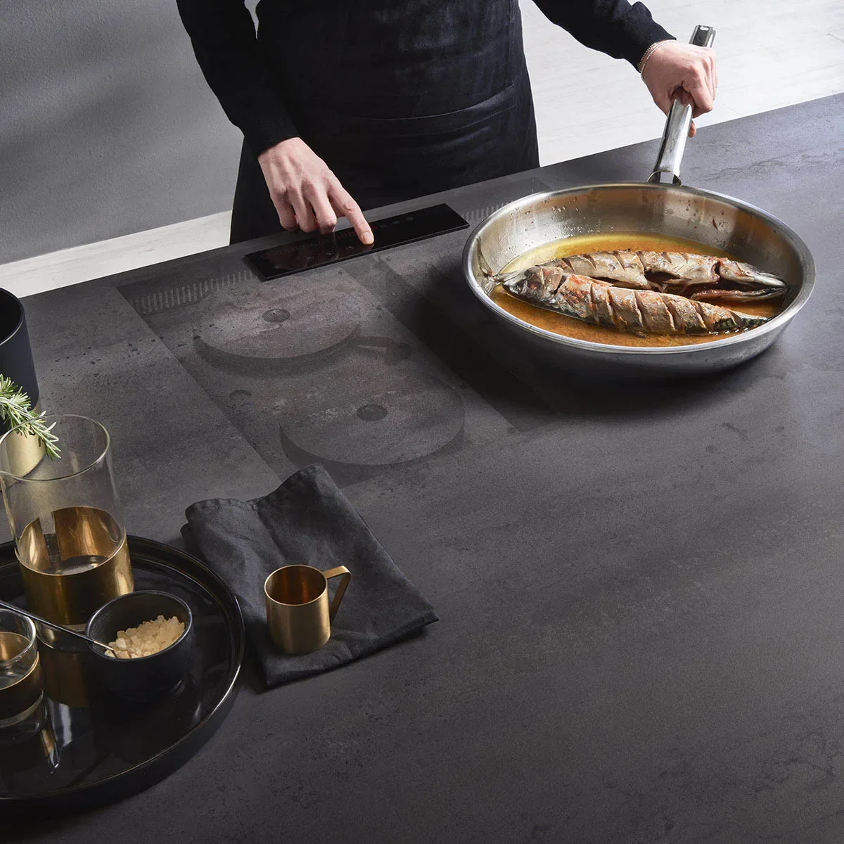 Hidden Induction Cooktop Invisible Built-In Ceramic Stove Hob under Granite Stov