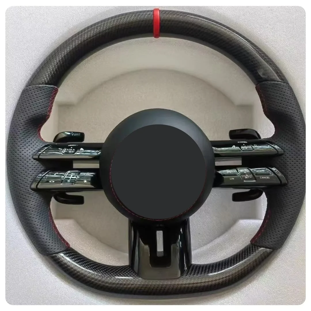 메르세데스 벤츠 A35 A45 C63 C43 E53 E63 G63 G500 G55 AMG GT S63 GLE63 GLA45 W223용 카본 파이버 스티어링 휠