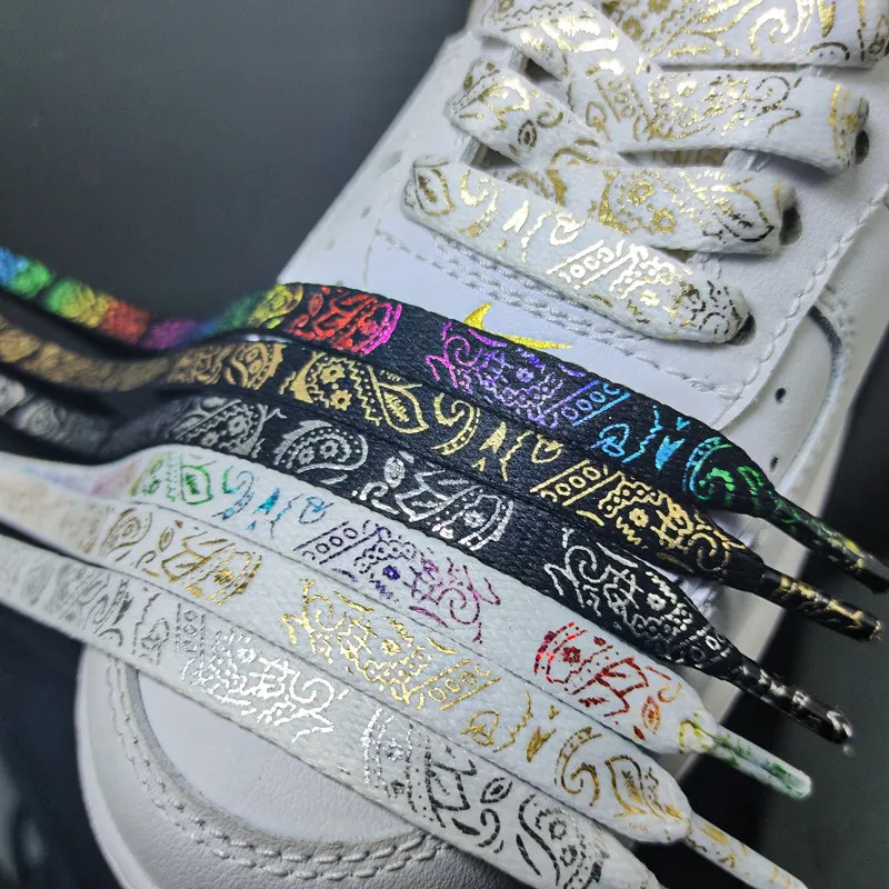 Cashew Flower Hand-Painted Gilded Flat Shoelaces