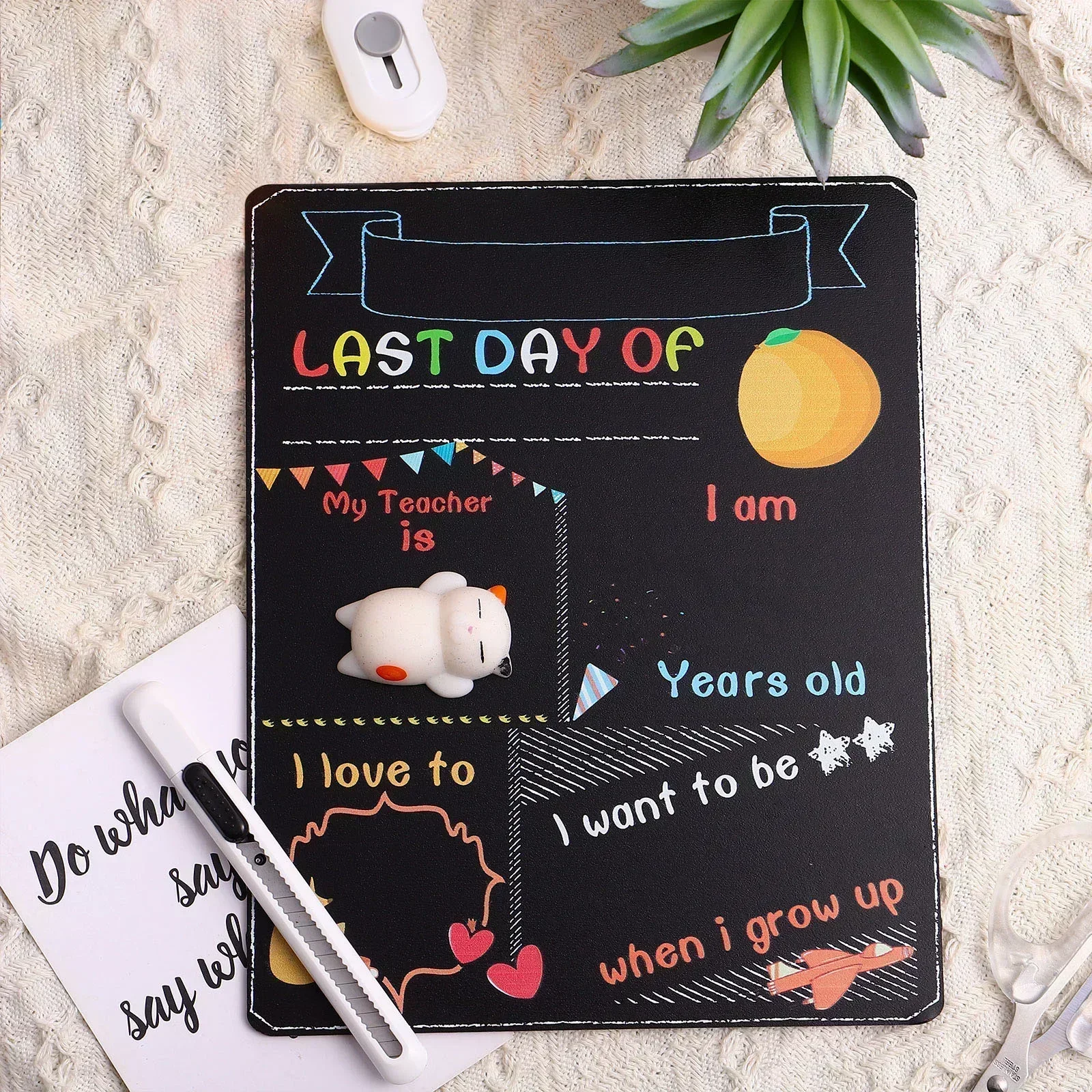 1pc-First And Last Day Of School Board, Double-Sided Sign Of Chalkboards Board Message And 1St Back To Chalk Craft Photo
