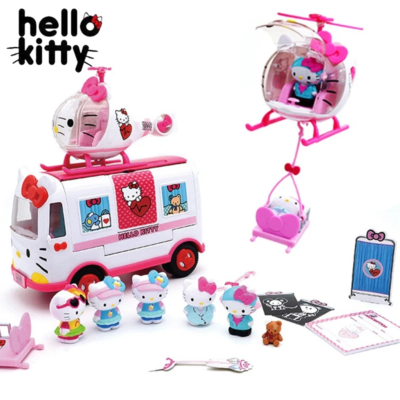 Hello Kitty Children Toys Anime Ambulance Helicopter Toy Simulation