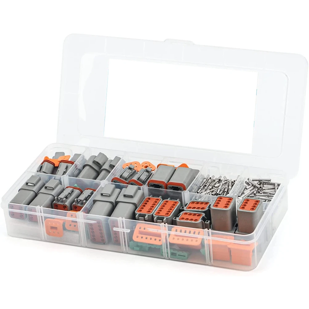 

188PCS Deutsch DT Gray Connector Kit with 16 Solid Contacts in 2 3 4 6 8 and 12 Pin Configurations Automotive Connectors