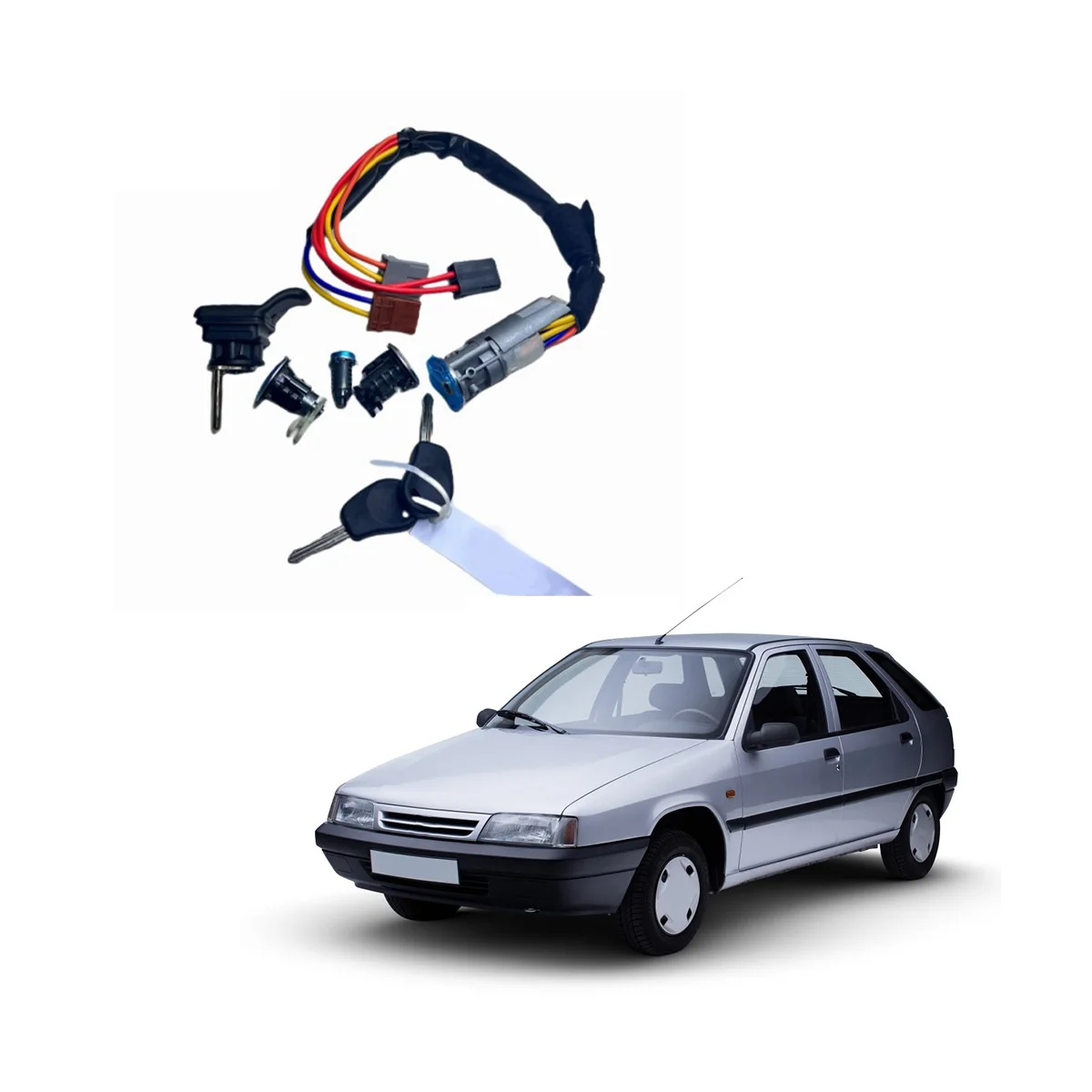 

Car Door Lock Cylinder Ignition Switch Tailgate Fuel Tank Cover Lock Assembly with 2 Keys 4162F7 for Citroen ZX (N2)