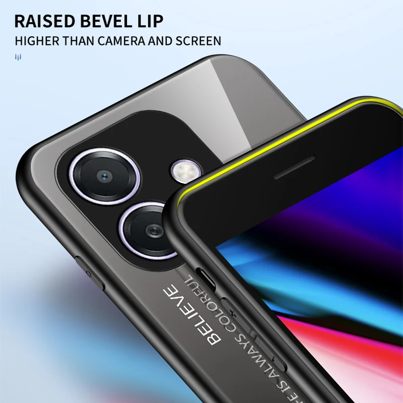 Gradient Tempered Glass Smartphone Case - Durable Protective Cover