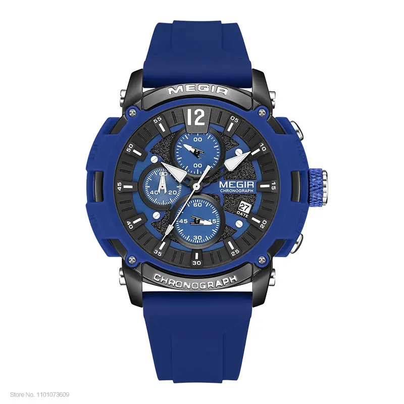 Orange Sport Chronograph Waterproof Watch with Luminous Display and Silicone Strap